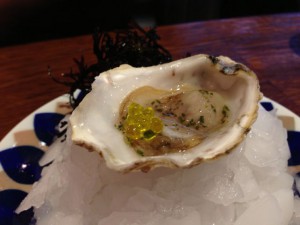 THE OYSTERS No.5 With sherry vinegar, tarragon and olive oil caviar